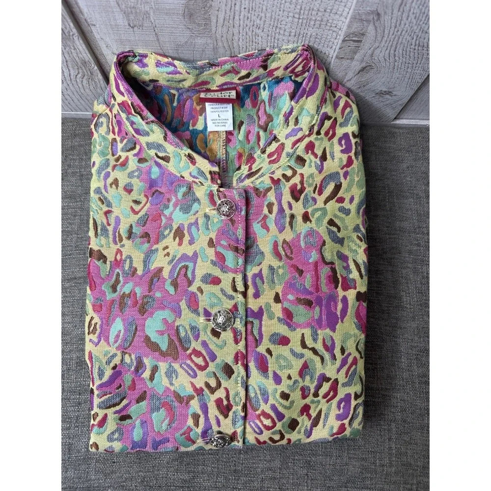 Tudor Court Womens Jacket L Decorative Buttons Vibrant Multicolor Spring Easter - Picture 3 of 9